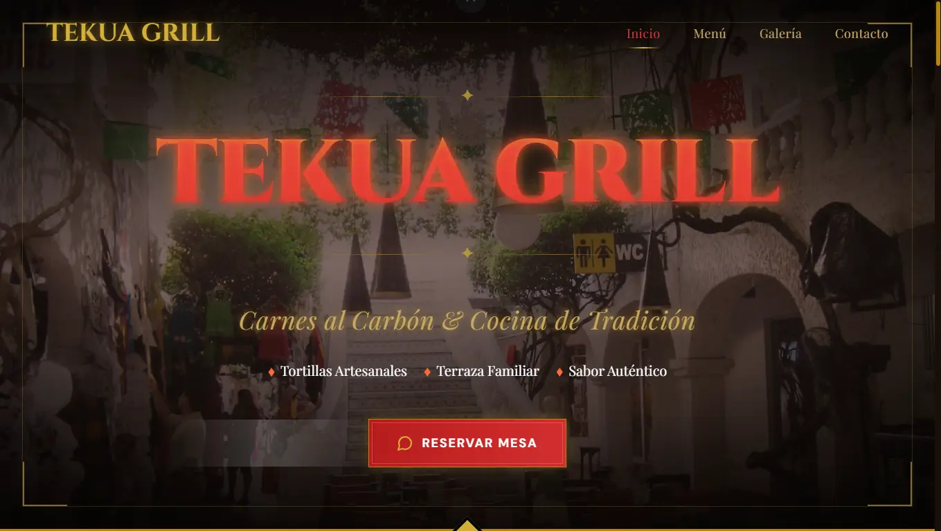 Diseño de página web para restaurante Tekua Grill en Guadalajara