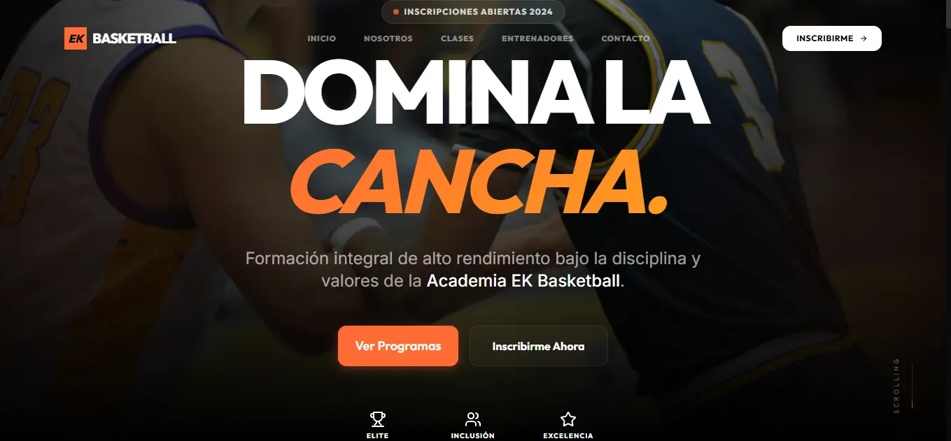 Landing page para academia de básquetbol en Guadalajara - Nexorium